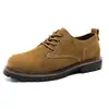 Botas de Trabajo Retro para Hombre de Ante Otoño Invierno Nuevo Estilo Moda Tendencia Caña Baja con Cordones Suela Gruesa Antideslizantes Zapatos de Piel