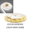 Tira de Luz Cob 12V 24V 320 Luces 480 Luces 5mm 95 Cri Canal de Aluminio Lineal Autoadhesivo Tira de Luz Flexible