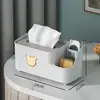Caixa de Lenços Multifuncional Ursinho para Sala de Estar e Sala de Jantar Casa Desenho Animado Ursinho Fofo Caixa de Lenços para Armazenamento de Mesa com Compartimentos