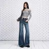 Jeans de Pierna Ancha Elásticos de Tiro Alto Azul Retro Transfronterizos para Mujer 2026 Principios de Otoño Nuevos Holgados Adelgazantes No Ceñidos a la Pierna