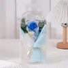 Flores Artificiales para el Día de San Valentín Transfronterizo, Flores Simuladas, Ramo de Flores de Hilo de Rosa Tejidas a Mano, Caja de Regalo de PVC, Regalo del Día de la Madre