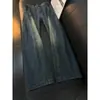 Jeans de hombre de corte recto con lavado vintage azul transfronterizo, estilo otoño, diseño elegante y genial, pantalones acampanados rectos de alta calle americana