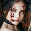 Pegatinas de tatuaje de Halloween para la cara, impermeables, pegatinas de cara de terror, manchas de sangre de heridas realistas, cicatrices, cicatrices de cuchillo, pegatinas de maquillaje con patrón