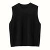 Chaleco de Punto de Cachemir con Cuello Redondo Nuevo para Principios de Otoño Color Sólido Sin Mangas Chaleco para Mujer de Corte Holgado Adelgazante Chaleco Pulóver