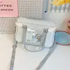 Bolsa de mano transparente de lunares de moda estilo coreano, perfecta para convenciones de anime, diseñada para estudiantes y chicas jóvenes, con un alto atractivo estético y gran capacidad, se puede llevar como bolso cruzado o de hombro