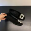 Zapatos de trabajo elegantes de estilo coreano con hebilla cuadrada de pedrería, para mujer, con plataforma interior, forro polar, punta poco profunda, para otoño e invierno