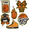 Patches de Tecido de Basquete com Tema Esportivo, Patches Decorativos Bordados em Computador com Borda Dourada, Acessórios para Roupas, Emblemas Termocolantes, em Estoque