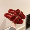 Suela plana, nuevo estilo para otoño e invierno 2026, pantuflas de algodón de lujo juvenil, pantuflas peludas para mujer, adecuadas para usar en exteriores, felpa