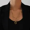 Colar Colar Pingente Pedra Olho de Tigre Misteriosa Estilo Retro Hong Kong Minimalista Oval