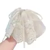 Pinza para Cola de Caballo con Patrón de Bordado de Industria Pesada de Alta Gama Importada de Japón Lazo de Cinta de Seda Malla Fina Cristales Pequeños Fija el Cabello