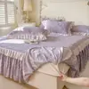 Juego de sábana bajera acolchada estilo princesa y faldón de cama dos en uno, modelo nuevo 2025, cubre colchón engrosado con faldón de cama para ocultar el dobladillo inferior