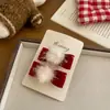 Pinza para el pelo con lazo grande de terciopelo rojo para niños, Goma para el pelo dulce, Aspecto de alta gama, Accesorio para el pelo de felpa con etiqueta dorada, Pasador, Adorno para el pelo