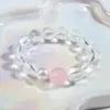 Cristal Blanco Crudo Natural del Mar de China Oriental Pulsera de Cristal Elegante para Mujer Transparente Elegante Pulsera de Cuarzo Rosa 10-12mm