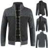 Comércio Exterior Europeu e Americano Moda Casual Juventude Combinação de Cores Aconchegante Quente Malha de Manga Longa Malharia Jaqueta Masculina Top