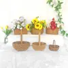 Bolso Tejido a Mano Cesta Bolso de Mano Souvenir Almacenamiento de Bolsos Paja Mimbre Cesta de Ratán Cesta de Imitación de Ratán Cesta de Flores de Mimbre