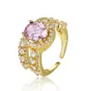 Aliexpress Novo Estilo Anel Aberto Oval com Zircônia Cravejada de Diamante Anel Elegante Versátil de Alta Qualidade Atacado de Comércio Exterior