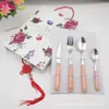 Estilo japonês e coreano alça de cerâmica 4 peças faca de frutas, garfo e colher pequena colher de chá vendas diretas da fábrica