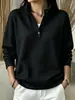 Top de Punto Waffle con Cuello Alto, Botones, Mangas Largas para Mujer, Otoño, Holgado, Cuello Henley, Jersey, Casual, Ropa para Mujer de Venta al por Mayor Transfronteriza