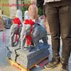 Un Par de Elefantes de Piedra Tallados en Mármol Blanco para Uso Doméstico, Utilizados como Guardianes de Puerta y Protectores del Hogar, Adecuado para Villas y Entradas de Empresas