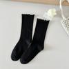 Calcetines de Algodón Puro para Mujer, Estilo Delgado de Verano, Calados, Antiolor, Absorbentes de Sudor, Calcetines Caídos, Blanco Grisáceo, Estilo Japonés, Borde Fruncido, Calcetines de Tubo Largo para Hombre