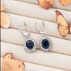 Xp17 Cross-Border Aliexpress Wish Brincos Populares Europeus e Americanos Mais Vendidos Brincos de Zircônia Azul Safira em Formato de Gota para Mulheres