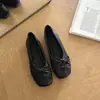 Estilo Dulce Caminar Compras Citas Lazo Zapatos Planos de Ballet Mujer 2026 Otoño Mary Janes Planos de Corte Bajo Adelgazantes Punta Redonda