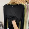 Camiseta Esticável Slim Fit para Mulheres, Top Simples e Versátil, Camisa Branca de Manga Longa Estilo Coreano Primavera 2026