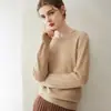 Suéter de punto de cuello redondo para mujer, suave y agradable para la piel, 100% cachemir, para otoño e invierno, color liso, cálido, de manga larga, capa base de punto versátil