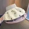 Sombrero de Paja de Malla con Parte Superior Abierta para Mujer, Sombrero de Sol de Verano para Exteriores con Protección UV, Sombrero de Sol Plegable de Ala Ancha con Conchas