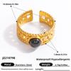 Anillo de ágata negra de oro de 18 quilates de acero inoxidable europeo y americano, anillo de piedra natural de alta calidad, joyería de mano de acero de titanio, anillos transfronterizos