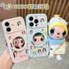Suporte rotativo Cartoon Little Jade, adequado para capas de celular Apple 17 Pro Max, design fofo para meninas, também compatível com telefones Huawei e Xiaomi, grande janela de visualização
