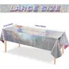 Toalha de Mesa Amazon Prata Arco-Íris Transfronteiriça Plástico Holográfico com Glitter Descartável Laser Disco Suprimentos para Festa de Aniversário