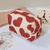 Bolsa de Maquiagem Vertical Estilo Ins com Estampa de Urso, Bolsa Almofada Portátil de Grande Capacidade para Viagem, Bolsa de Armazenamento para Cosméticos