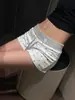 Shorts de pijama listrado com retalhos de estrela e cordão estilo americano picante para mulheres, shorts casuais versáteis de cintura alta para o verão, adequados para sair e para ficar em casa