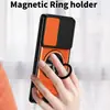 Nuevo Modelo Adecuado para Funda Protectora de Lente Moto G53, Funda de Teléfono con Ventana Deslizante Magnética G86, Funda Anticaídas con Anillo Giratorio G05