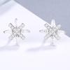 Aretes Románticos de Copo de Nieve de Plata Esterlina S925, Circón Micro-incrustado, Aretes Coreanos, Joyería de Estrella Cruzada, Moda Personalizada para Mujeres