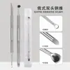 Empujador de Cutículas de Acero Inoxidable de Doble Extremo Estilo Ruso, Forma de Herradura, Borde Biselado, Herramienta de Pretratamiento para Uñas Tres en Uno