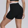 Shorts de Yoga Transfronterizos de Sensación Casi Nula con Bloques de Color, Pantalones de Yoga Ajustados de Cintura Alta Acanalados para Control de Abdomen para Mujer, Shorts Deportivos para Correr al Aire Libre