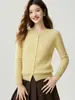 ¡Suave y Versátil! Nuevo cárdigan de cachemir Otoño/Invierno para mujer 100% cachemir puro Tejido de punto acanalado adelgazante Prendas de abrigo
