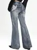Jeans Populares Transfronterizos Europeos y Americanos Hme para Mujer, Corte Delgado, Elásticos, Marca de Moda High Street, Pantalones Largos Acampanados Bordados para Mujer