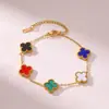 Pulsera popular de trébol de cuatro hojas de 13 mm exquisitamente elaborada, pulsera de cinco flores de nácar de doble cara de 18 quilates para mujer, nueva versión con un toque de alta gama
