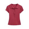 3532-Camiseta de Solapa Versátil de Manga Corta a la Moda Estilo Europeo y Americano para Mujer 2025 Nueva Sexy con Aspecto Adelgazante Camiseta Base Top