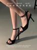 Sandalias de tacón alto con lazo de hada y cabeza cuadrada para mujer, sandalias elegantes de tiras con tacón fino, novedad de verano de 2024
