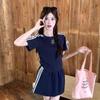 Conjunto de Dos Piezas: Top + Falda 2026 Japonés y Coreano Casual de Moda Ins Nuevo Moda Corto Azul Marino Conjunto para Mujer