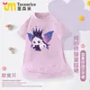 Camiseta Maravilhosa e Fofa de Manga Curta Temporada 7, Vestido de Malha Lua de Verão Deusa Eclipse Princesa para Meninas e Crianças Pequenas