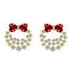 Pendientes de circonita con lazo estilo coreano para mujer, elegantes, sencillos, de Corea del Sur, con un rojo súper llamativo, accesorios de moda para las orejas.