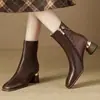 Botines cortos para mujer, tacón medio, botas de estilo nuevo y moderno 2026, zapatos de tacón grueso para mujer, zapatos de tacón alto de moda para mujer, botas de moda, invierno con forro de felpa