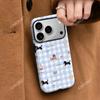 Funda de Teléfono Dulce a Cuadros de Mascota Linda de Dibujos Animados Adecuada para Iphone16/17Pro Película Dos en Uno Anticaídas Funda para Apple