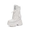 Botas de Plataforma Pequeñas para Mujer con Suela Gruesa, Malla Hueca Transpirable, Altura Interior de 14 cm, Sandalias de Tacón Súper Alto de Gasa, Botas Martin de Verano