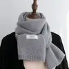 Bufanda de Punto Cálida Estilo Coreano Color Sólido Parche para Mujer Versátil Moda Otoño e Invierno Estudiante Hombres y Mujeres Estilo Nuevo